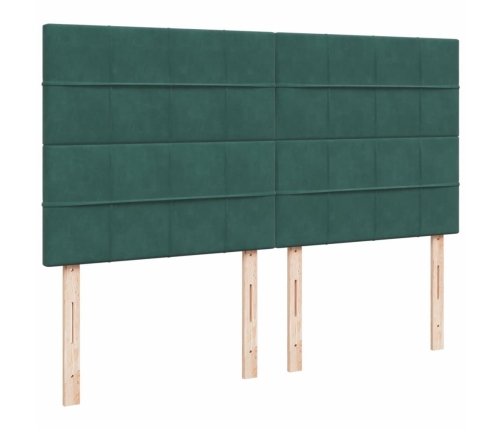 Cama box spring con colchón terciopelo verde oscuro 180x200 cm