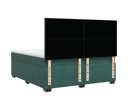 Cama box spring con colchón terciopelo verde oscuro 180x200 cm