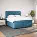 Cama box spring con colchón terciopelo azul 180x200 cm