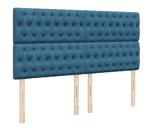 Cama box spring con colchón terciopelo azul 180x200 cm