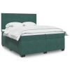 Cama box spring con colchón terciopelo verde oscuro 200x200 cm