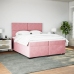 Cama box spring con colchón terciopelo rosa 200x200 cm