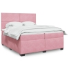 Cama box spring con colchón terciopelo rosa 200x200 cm