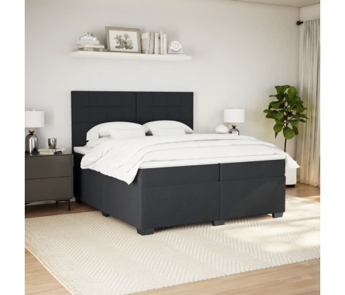 Cama box spring con colchón terciopelo negro 200x200 cm