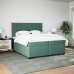 Cama box spring con colchón terciopelo verde oscuro 200x200 cm