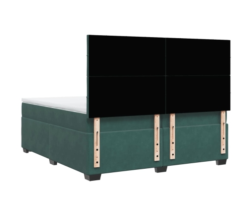 Cama box spring con colchón terciopelo verde oscuro 200x200 cm