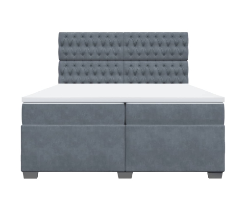 Cama box spring con colchón terciopelo gris oscuro 200x200 cm