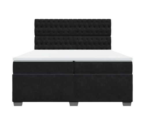 Cama box spring con colchón terciopelo negro 200x200 cm