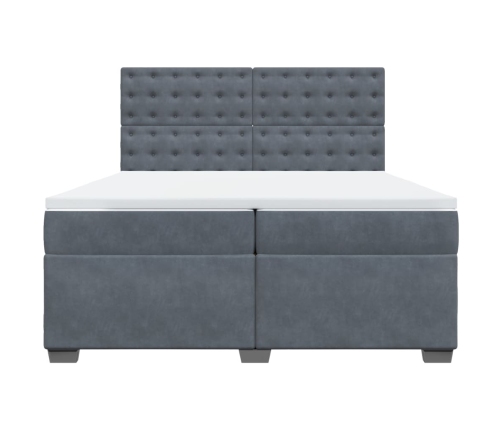 Cama box spring con colchón terciopelo gris oscuro 200x200 cm