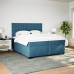 Cama box spring con colchón terciopelo azul 200x200 cm