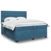 Cama box spring con colchón terciopelo azul 200x200 cm