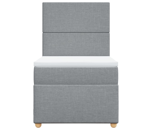 Cama box spring con colchón tela gris claro 80x200 cm