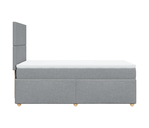 Cama box spring con colchón tela gris claro 80x200 cm