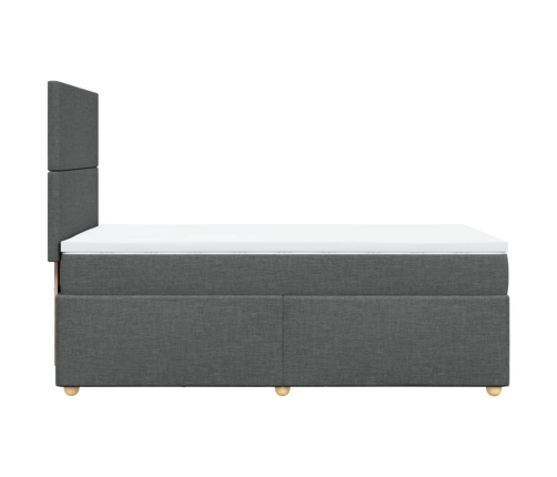 Cama box spring con colchón tela gris oscuro 80x200 cm