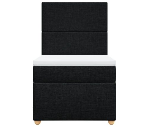 Cama box spring con colchón tela negro 80x200 cm