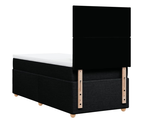 Cama box spring con colchón tela negro 80x200 cm