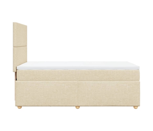 Cama box spring con colchón tela color crema 80x200 cm