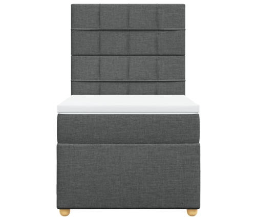 Cama box spring con colchón tela gris oscuro 80x200 cm