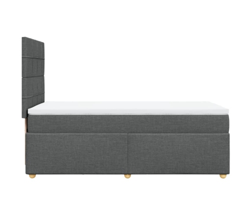 Cama box spring con colchón tela gris oscuro 80x200 cm