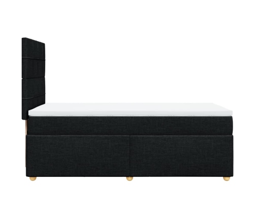 Cama box spring con colchón tela negro 80x200 cm