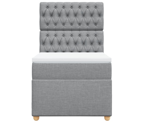 Cama box spring con colchón tela gris claro 80x200 cm