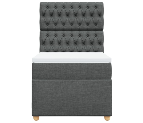Cama box spring con colchón tela gris oscuro 80x200 cm