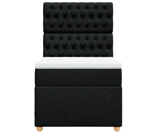 Cama box spring con colchón tela negro 80x200 cm