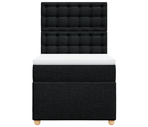 Cama box spring con colchón tela negro 80x200 cm