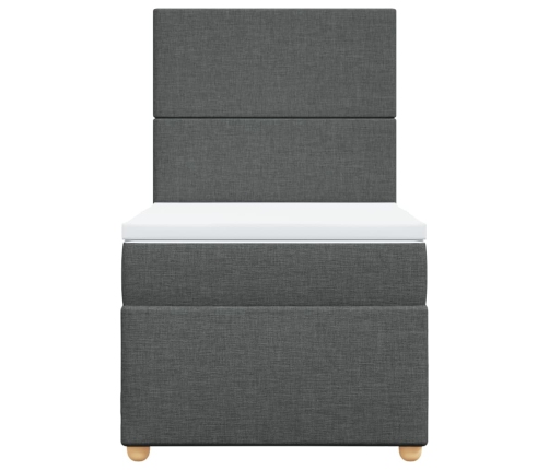 Cama box spring con colchón tela gris oscuro 90x190 cm