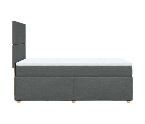 Cama box spring con colchón tela gris oscuro 90x190 cm