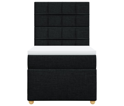 Cama box spring con colchón tela negro 90x190 cm