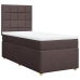 Cama box spring con colchón tela marrón oscuro 90x190 cm