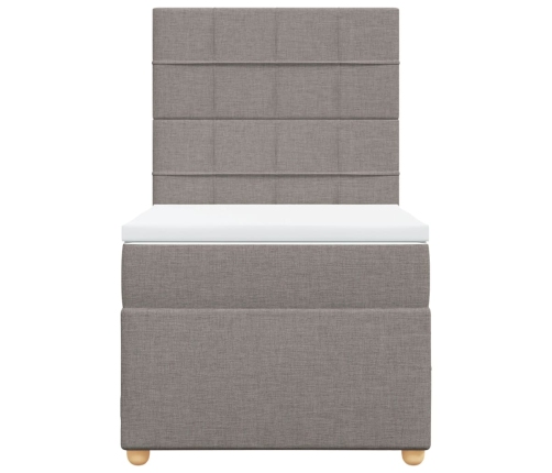 Cama box spring con colchón tela gris taupe 90x190 cm