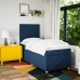 Cama box spring con colchón tela azul 90x190 cm