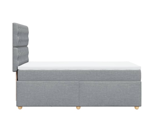 Cama box spring con colchón tela gris claro 90x190 cm