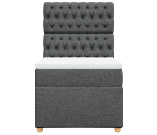 Cama box spring con colchón tela gris oscuro 90x190 cm