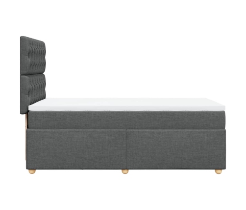 Cama box spring con colchón tela gris oscuro 90x190 cm