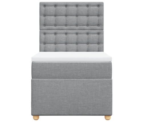 Cama box spring con colchón tela gris claro 90x190 cm