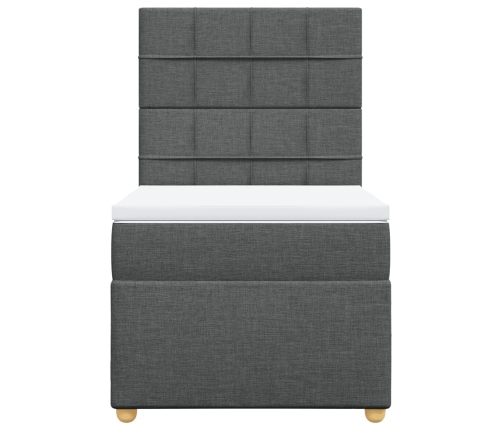 Cama box spring con colchón tela gris oscuro 90x200 cm