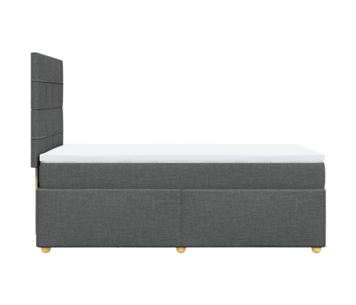 Cama box spring con colchón tela gris oscuro 90x200 cm