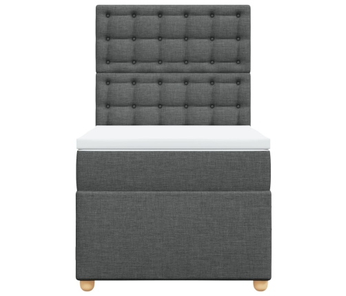 Cama box spring con colchón tela gris oscuro 90x200 cm