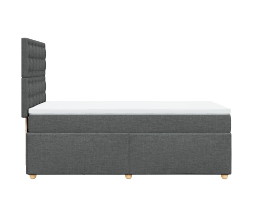 Cama box spring con colchón tela gris oscuro 90x200 cm