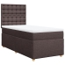 Cama box spring con colchón tela marrón oscuro 90x200 cm