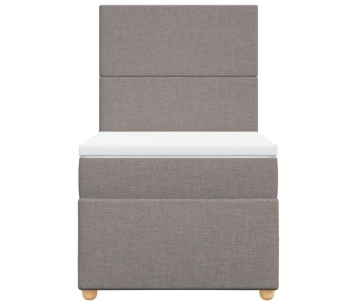 Cama box spring con colchón tela gris taupe 100x200 cm