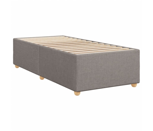 Cama box spring con colchón tela gris taupe 100x200 cm