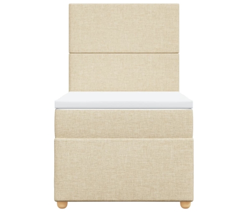 Cama box spring con colchón tela color crema 100x200 cm