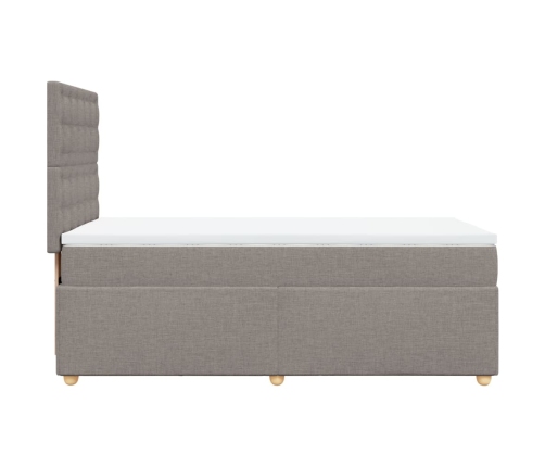 Cama box spring con colchón tela gris taupe 100x200 cm