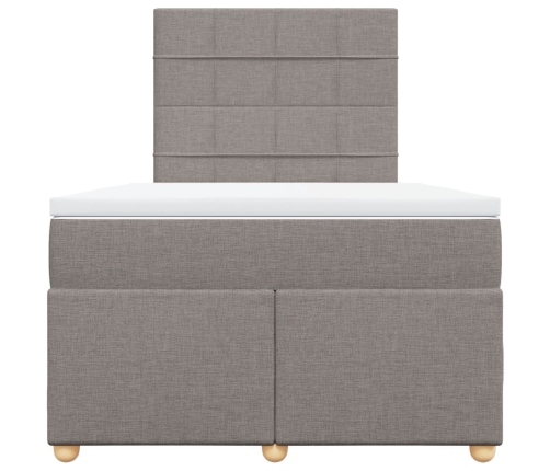 Cama box spring con colchón tela gris taupe 120x190 cm