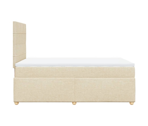 Cama box spring con colchón tela color crema 120x190 cm