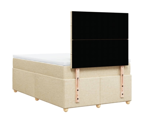 Cama box spring con colchón tela color crema 120x190 cm